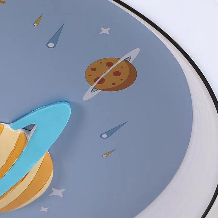 Plafonnier LED rond en acrylique, fer et résine pour enfants moderne et minimaliste pour chambre à coucher 