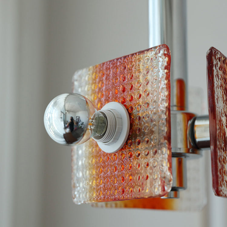 Moderne Mid-Century Dreieck Quadrat Hardware Glas 3-Licht Pendelleuchte für Wohnzimmer 