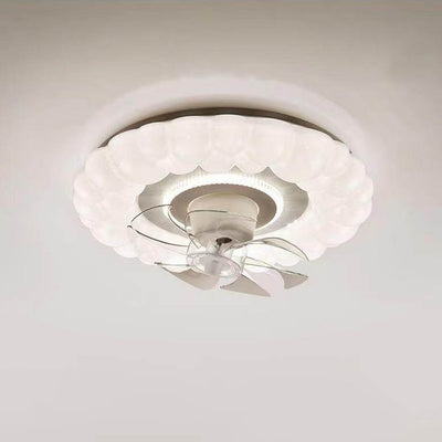 Modern Minimalist Round Hardware LED Flush Mount Ceiling Fan Light For Living Room