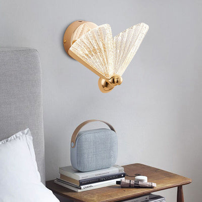 Contemporary Creative Zinc Alloy Acrylic Butterfly LED Wall Sconce Lamp For Bedroom