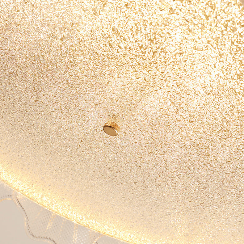 Luz de techo empotrada LED de vidrio con hardware de hoja redonda minimalista moderna de crema para sala de estar 