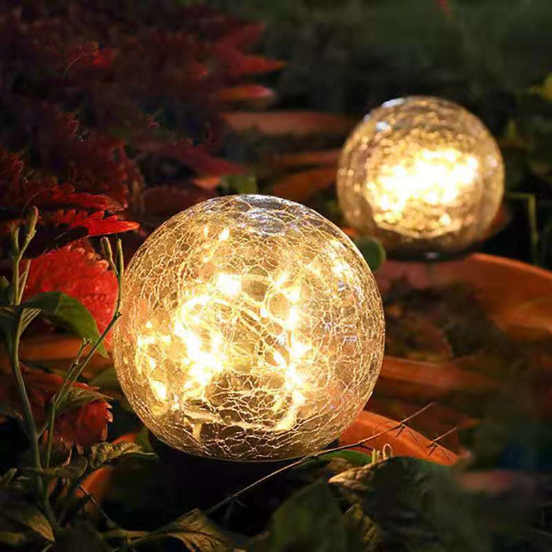 Moderne Art Deco Wasserdichte Solar Kunststoff Kupferdraht Glas Ball LED Landschaft Beleuchtung Außen Licht Für Garten 