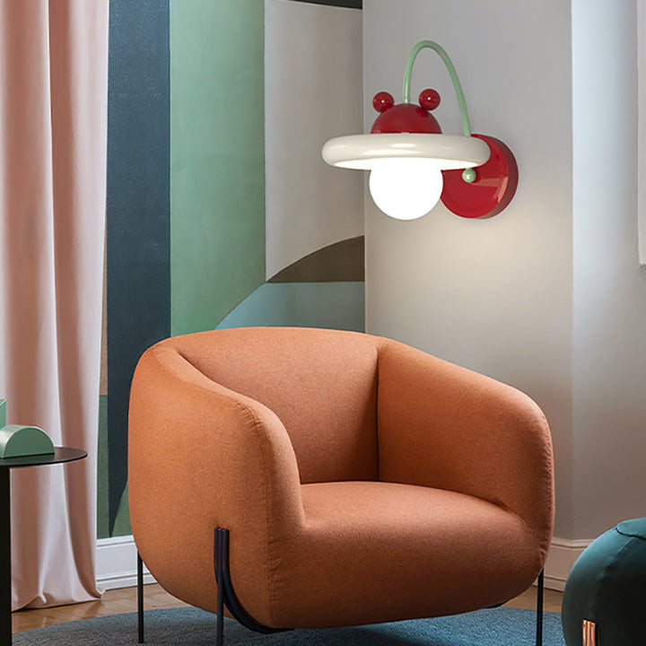 Moderne Einfachheit Runde Eisen Metall 1-Licht Wandleuchte Lampe für Schlafzimmer 