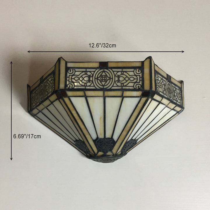 Applique Murale à 1 Lumière en Verre Alliage Tiffany Traditionnel avec Fleur Semi-circulaire et Libellule pour Couloir 