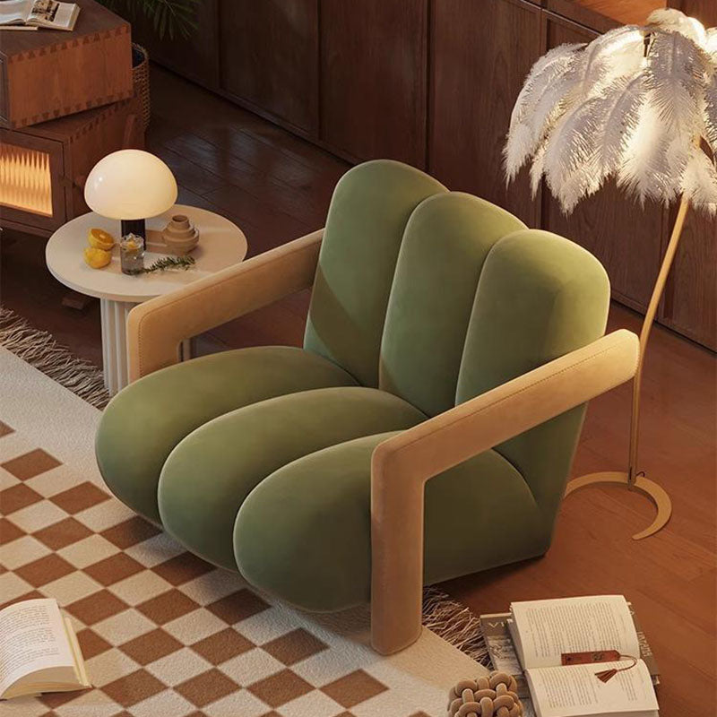 Zeitgenössischer, rechteckiger, gestreifter Samt-Eisen-Akzentstuhl im Retro-Stil mit Rücken- und Armlehnen für das Wohnzimmer 