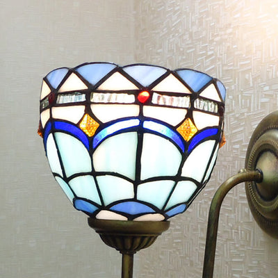 Tiffany Creative Resin Glass Flower Shape 1-Light Wall Sconce Lamp