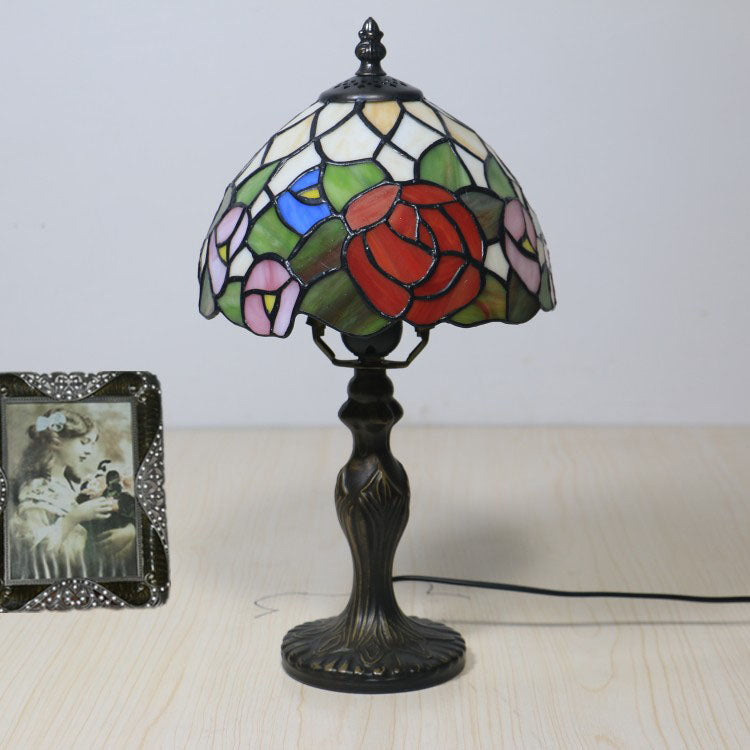 Traditional Tiffany Resin Glass Umbrella Shape 1-Light Table Lamp For Bedroom