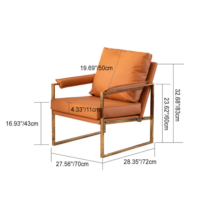 Contemporary Scandinavian Fabric Velvet Faux Leather Carbon Steel Latex Sponge Square Accent Chair Backrest Armrest For Living Room