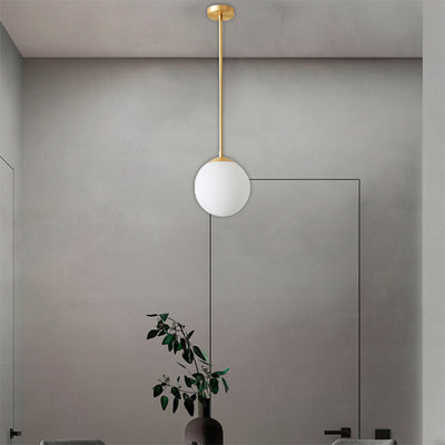 Eisen Nordic Persönlichkeit Goldene Gerade Stange Weißer Kugel Design 1-Licht Pendelleuchte 