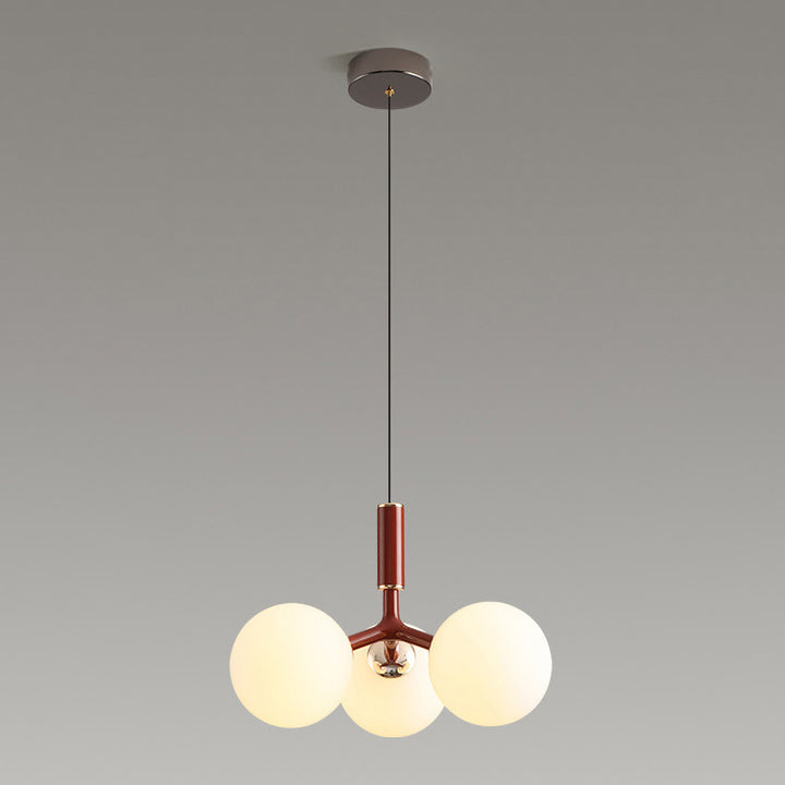 Zeitgenössischer nordischer Aluminium-Eisen-Glaskugel-Kronleuchter mit 3 Lichtern für Esszimmer 
