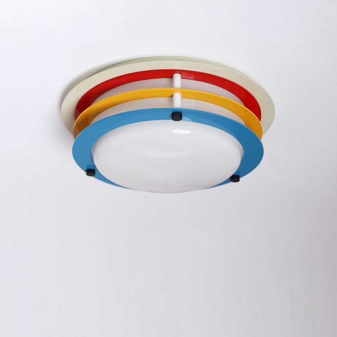 Moderne minimalistische bunte Eisen-Acryl-Disc Splicing LED Unterputz-Deckenleuchte für Schlafzimmer 