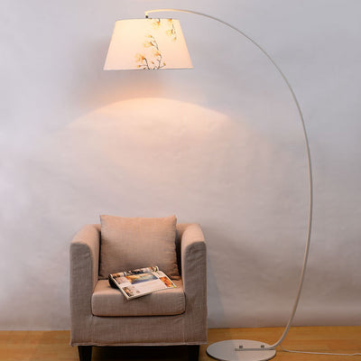 Modern Light Luxury Wrought Iron Curved Cylinder 1-Light Standing Floor Lamp