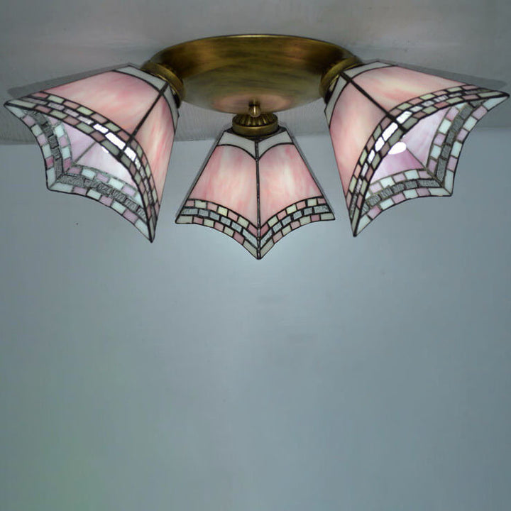 Éclairage semi-encastré à 3 lumières avec corne en verre teinté Tiffany Light Luxury 