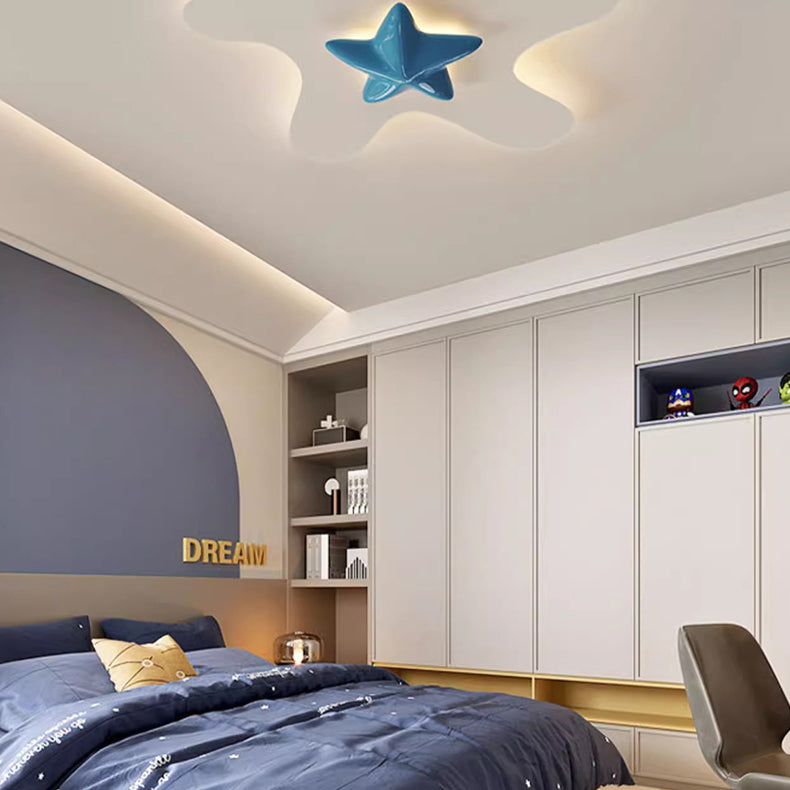 Plafonnier LED en résine avec étoile en fer de simplicité moderne pour chambre à coucher 