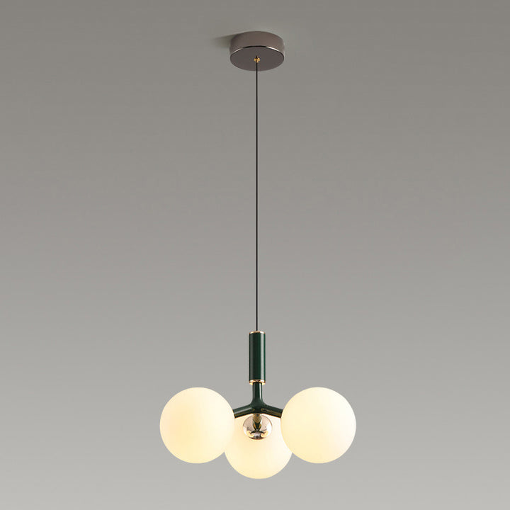 Zeitgenössischer nordischer Aluminium-Eisen-Glaskugel-Kronleuchter mit 3 Lichtern für Esszimmer 