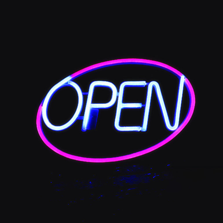 Modern Art Deco Waterproof PS OPEN LED Outdoor Hanging Neon Wall Sconce Lamp For Dining Room