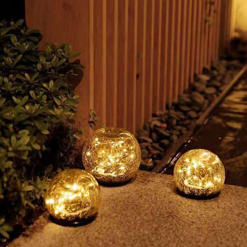Moderne Art Deco Wasserdichte Solar Kunststoff Kupferdraht Glas Ball LED Landschaft Beleuchtung Außen Licht Für Garten 
