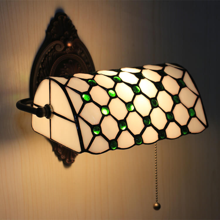 Tiffany Lucite Beads Stained Glass 1-Light Wall Sconce Lamp