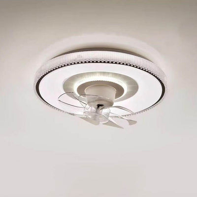 Moderner minimalistischer runder Hardware-LED-Deckenventilator mit Deckenleuchte für das Wohnzimmer 