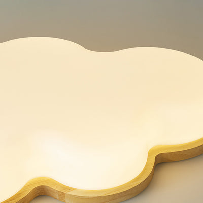 Luz de techo empotrada LED de acrílico y madera de caucho con forma de nube minimalista moderna para dormitorio 