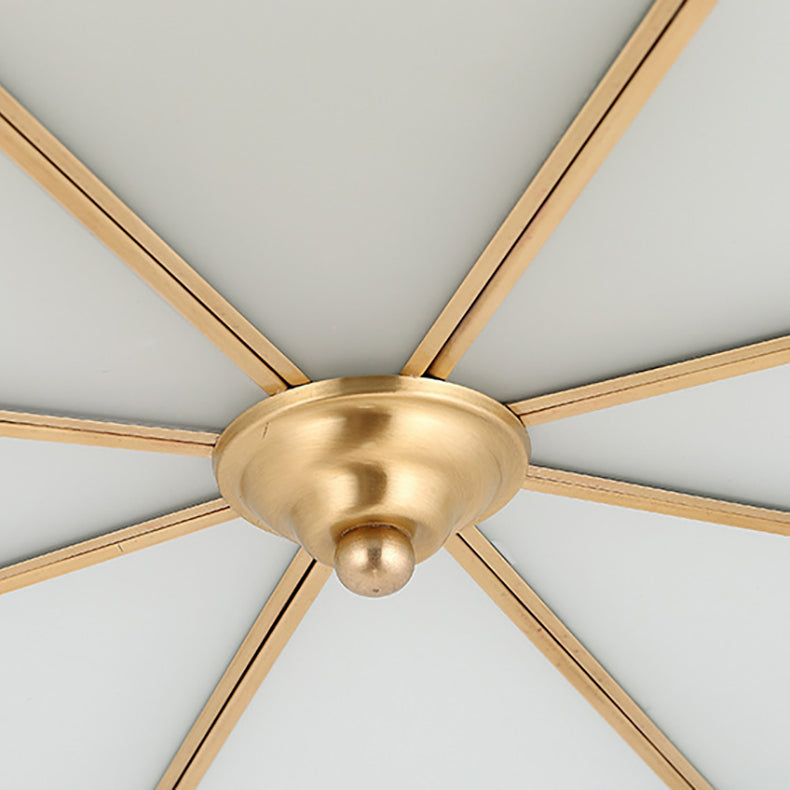 Traditional European Round Copper Glass 3/4/6 Light Flush Mount Ceiling Light For Living Room