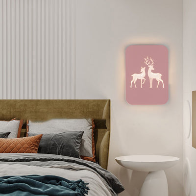 Lámpara de aplique de pared LED de hierro acrílico creativo contemporáneo con diseño de ciervo para dormitorio 