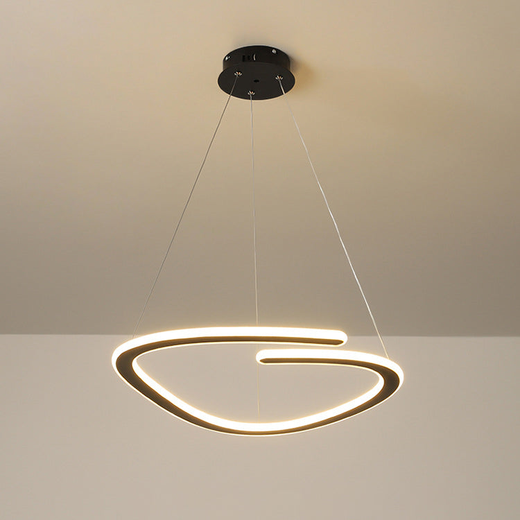 Moderne minimalistische Eisen Silica Runde Streifen LED Kronleuchter für Esszimmer 