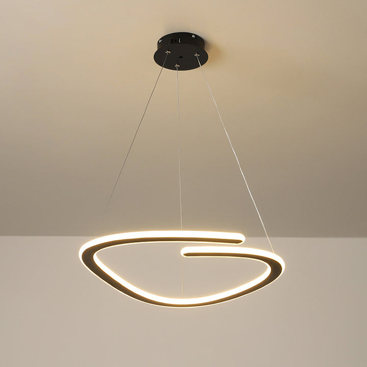 Moderne minimalistische Eisen Silica Runde Streifen LED Kronleuchter für Esszimmer 