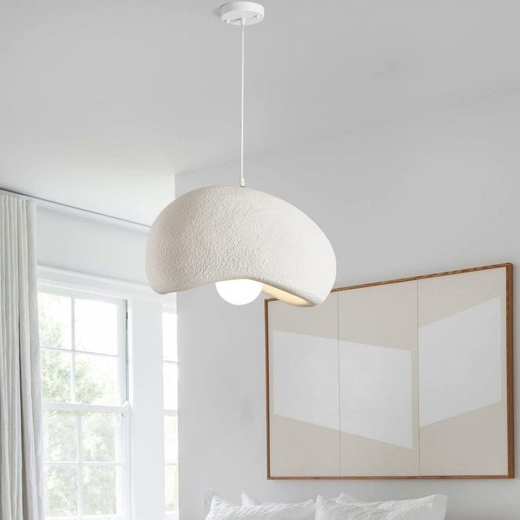 Traditionelle japanische Pendelleuchte mit 1 Licht, Kunststein, kreisförmiger Bogen, Harzschirm für Wohnzimmer 