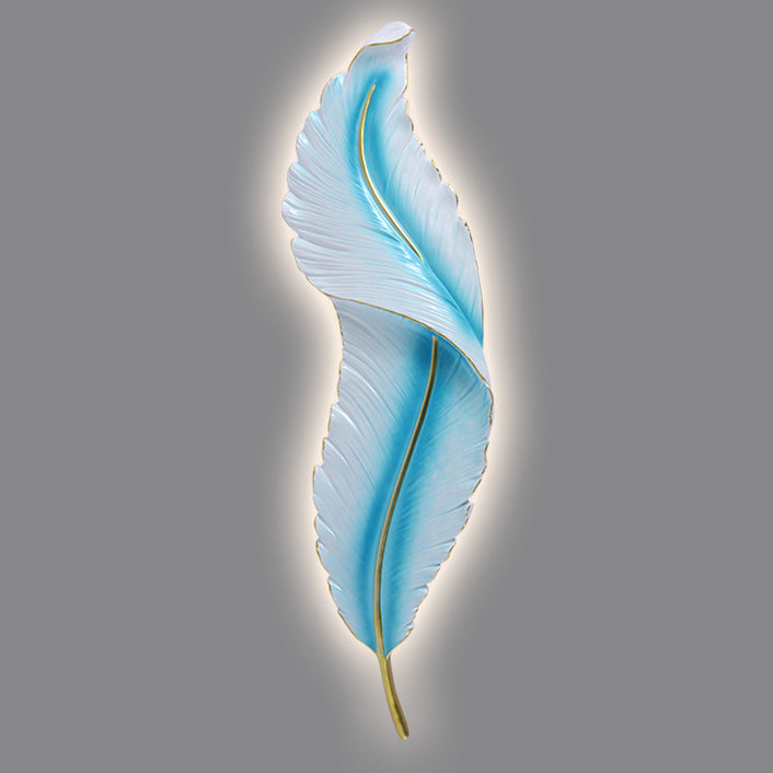 Lámpara de pared impermeable LED de resina creativa contemporánea con imitación de pluma de pavo real para sala de estar 