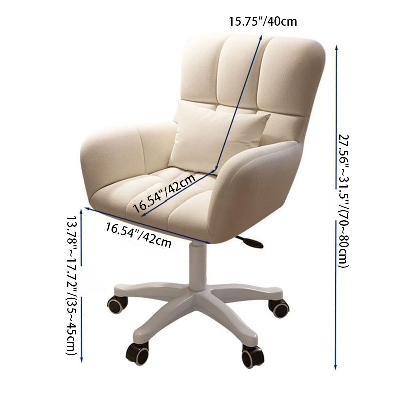 Moderner minimalistischer quadratischer Rücken Samt Baumwolle Nylon Schreibtischstuhl Rückenlehne Armlehne für Home Office 