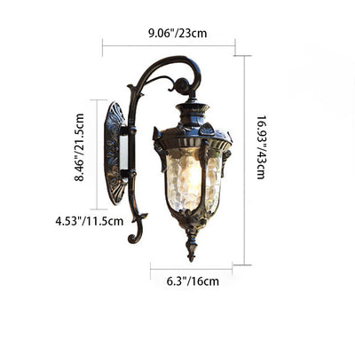 Traditional European Cylinder Lantern Aluminum Glass 1-Light Outdoor Wall Sconce Lamp For Outdoor Patio