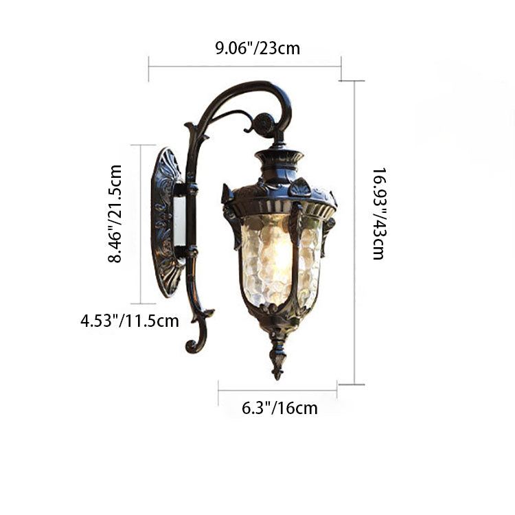 Traditional European Cylinder Lantern Aluminum Glass 1-Light Outdoor Wall Sconce Lamp For Outdoor Patio