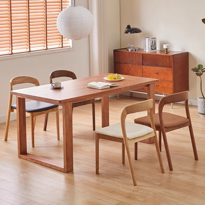 Traditioneller Vintage Stuhl mit quadratischem, geflochtenem Seilsitz, Holzrahmen, Rückenlehne ohne Armlehnen für Esszimmer 