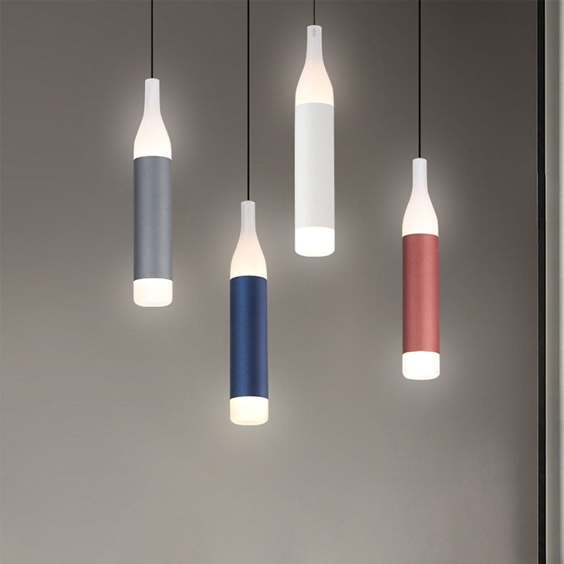 Scandinavian Modern Creative Wine Bottle Aluminum Acrylic LED Pendant Light