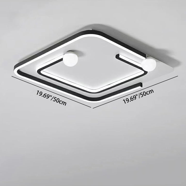 Plafonnier LED carré rond rectangulaire en fer et silice minimaliste moderne pour salon 