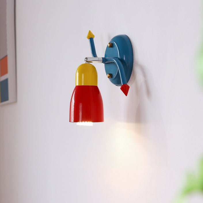 Aplique de pared con brazo oscilante de hierro creativo contemporáneo de 1 luz para dormitorio 