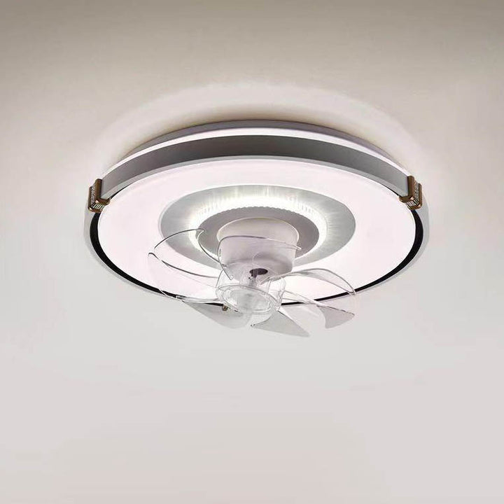 Moderner minimalistischer runder Hardware-LED-Deckenventilator mit Deckenleuchte für das Wohnzimmer 