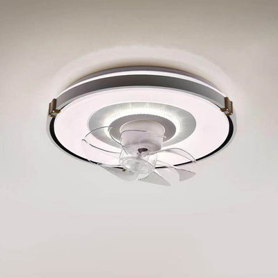 Moderner minimalistischer runder Hardware-LED-Deckenventilator mit Deckenleuchte für das Wohnzimmer 
