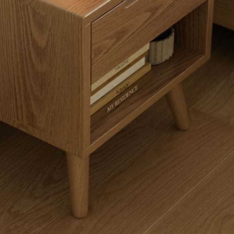 Table de nuit carrée en bois de caoutchouc moderne avec 1/2 tiroir pour chevet 
