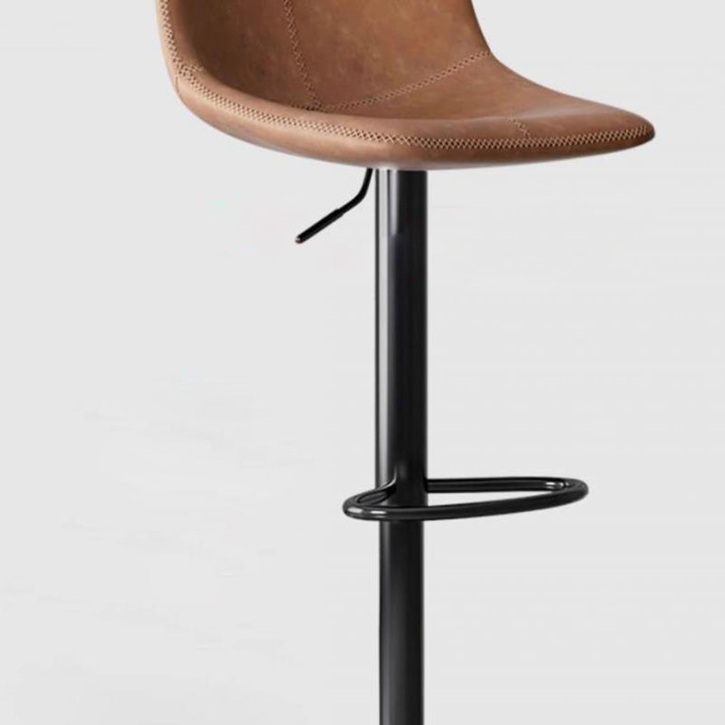 Zeitgenössischer luxuriöser gebogener Kunstleder höhenverstellbarer drehbarer Barhocker mit Rückenlehne und Fußstütze für Esszimmer 
