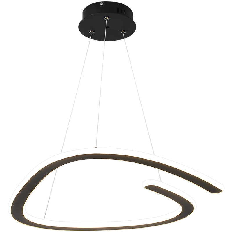 Moderne minimalistische Eisen Silica Runde Streifen LED Kronleuchter für Esszimmer 