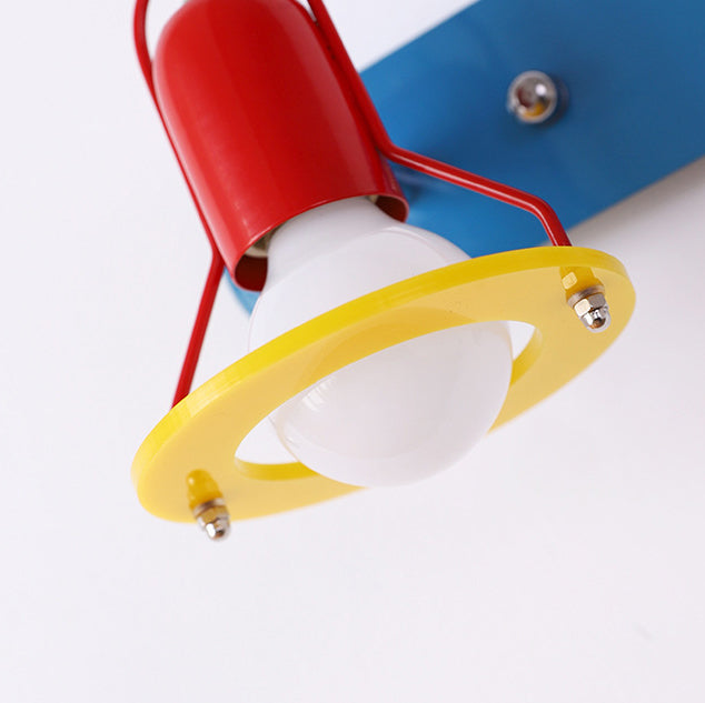 Zeitgenössische kreative kindliche bunte geometrische Eisen 2-Licht Spiegel Front Wandleuchte Lampe für Schlafzimmer 