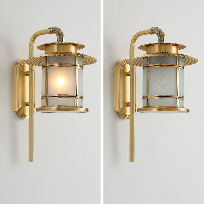 Traditionelle chinesische Kupferlaternen-Design 1-flammige Wandleuchte für den Flur 