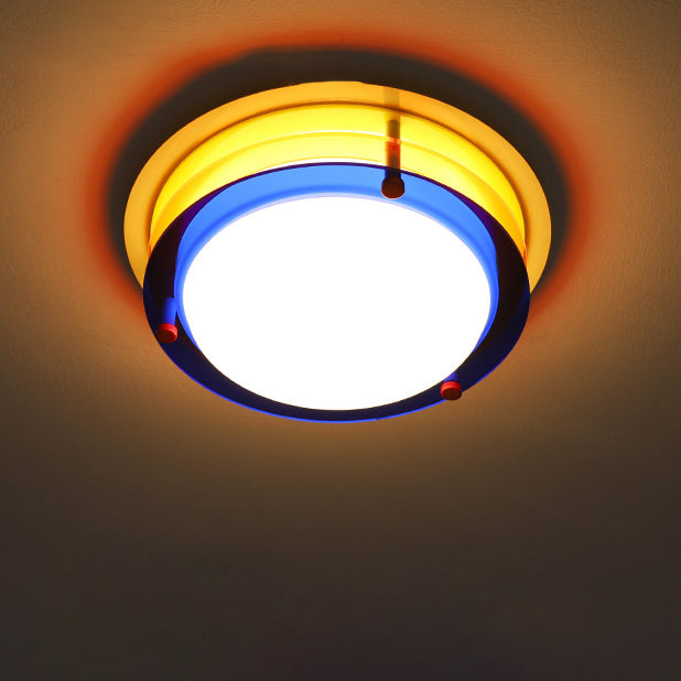 Plafonnier LED moderne minimaliste coloré en fer et acrylique avec disque de raccordement pour chambre 