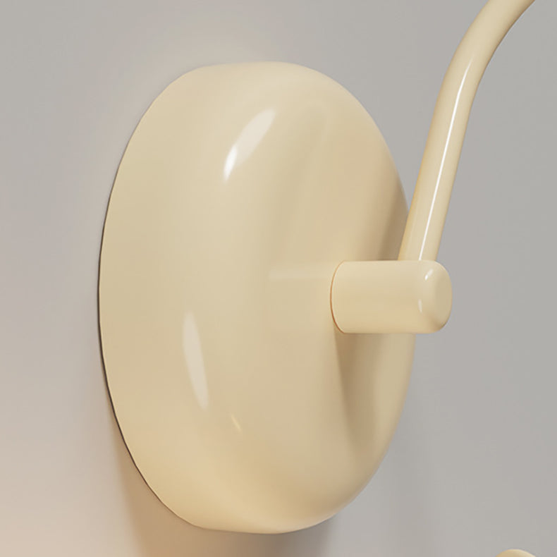 Aplique de pared de 1 luz con base de disco en forma de hoja de loto de bola redonda minimalista moderna de resina PE y hierro para dormitorio 