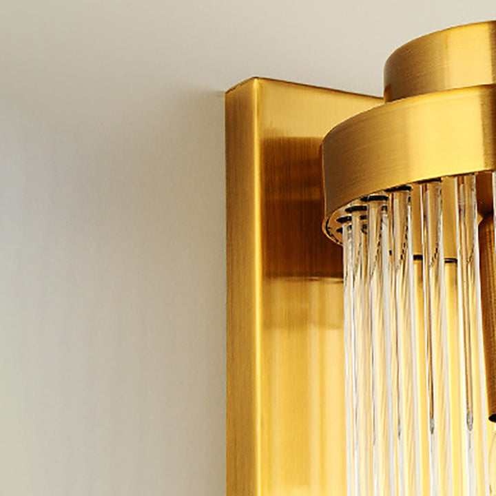 Contemporary Nordic Metal Stainless Steel Crystal Column Tower 2-Light Wall Sconce Lamp For Hallway