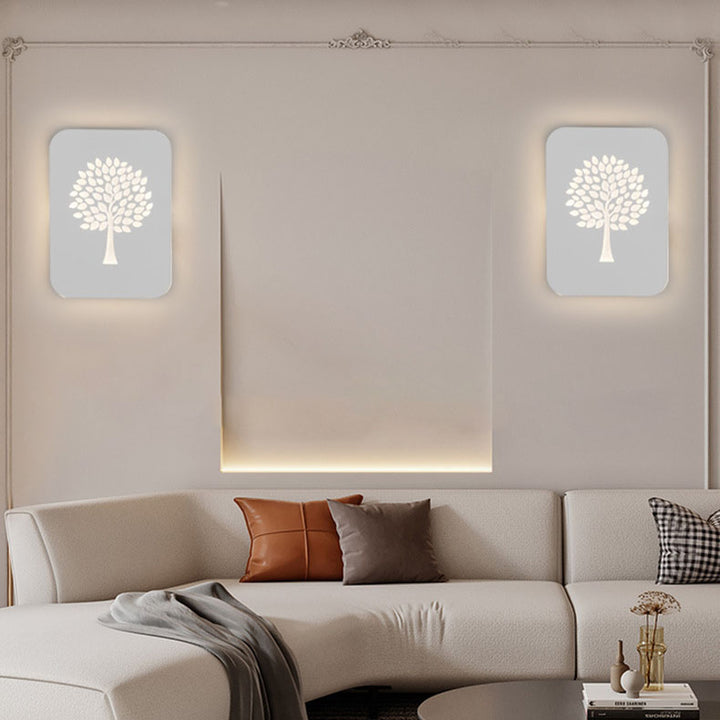 Zeitgenössische kreative LED-Wandlampe aus Acryl, Aluminium und Eisen mit Hirsch- und Ginkgodesign für das Schlafzimmer 