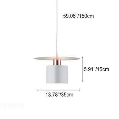 Moderne Mid-Century Eisen Runde Stück Zylinder Schirm 1-Licht Pendelleuchte Für Schlafzimmer 