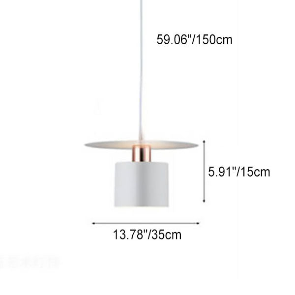 Moderne Mid-Century Eisen Runde Stück Zylinder Schirm 1-Licht Pendelleuchte Für Schlafzimmer 